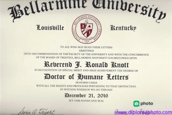 美国贝拉明大学毕业证书Bellarmine University照片