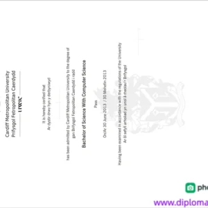 英国卡迪夫城市大学毕业证书Cardiff Metropolitan University照片