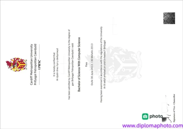 英国卡迪夫城市大学毕业证书Cardiff Metropolitan University照片