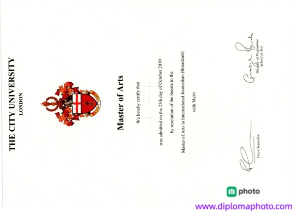 英国伦敦城市大学毕业证书City University London照片