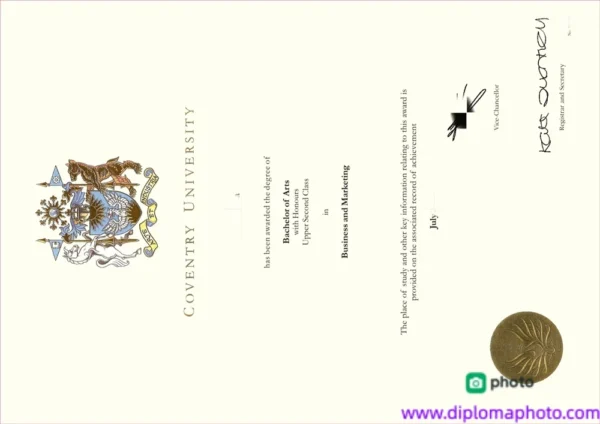 英国考文垂大学毕业证书Coventry University照片