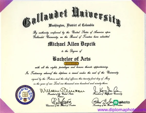 美国加劳德特大学毕业证书Gallaudet University照片