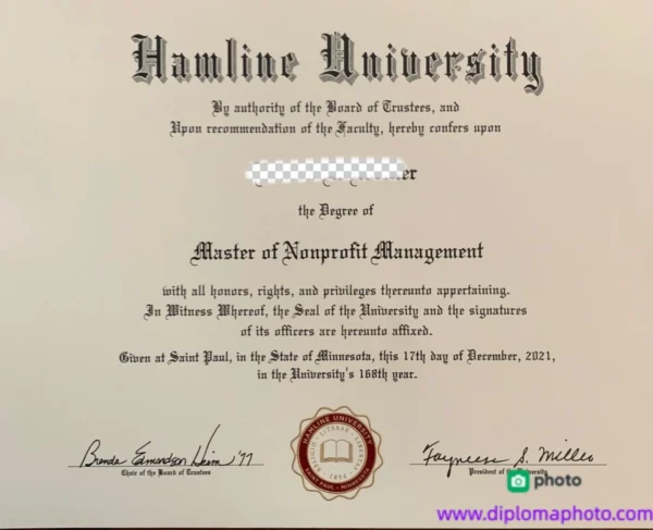 美国哈姆林大学毕业证书Hamline University照片