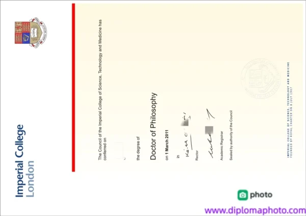 英国帝国理工学院毕业证书Imperial College London照片