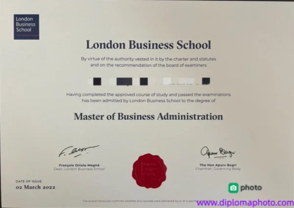 英国伦敦商学院毕业证书London Business School照片