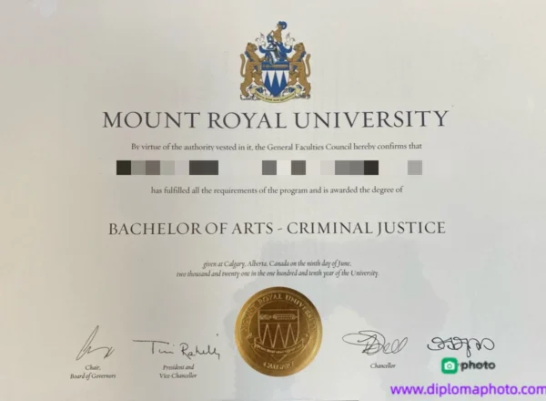 加拿大皇家山大学毕业证书Mount Royal University照片