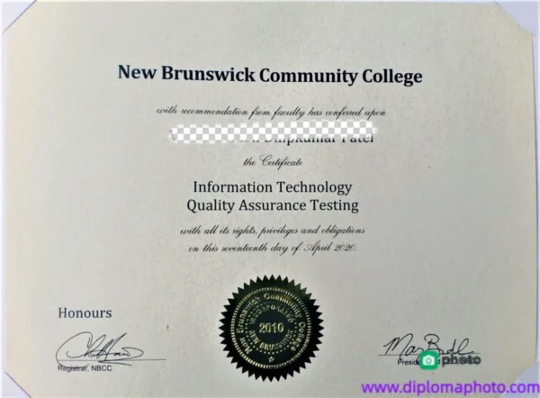 加拿大新不伦瑞克社区学院毕业证书New Brunswick Community College照片