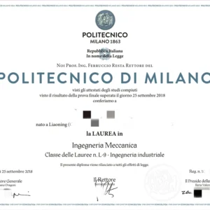 意大利米兰理工大学毕业证书Politecnico di MILANO照片
