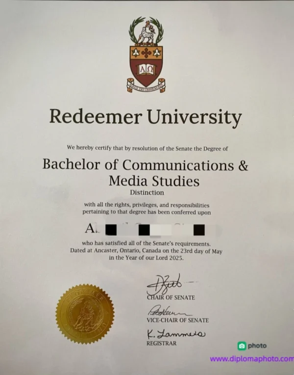 加拿大救世主大学毕业证书Redeemer University照片