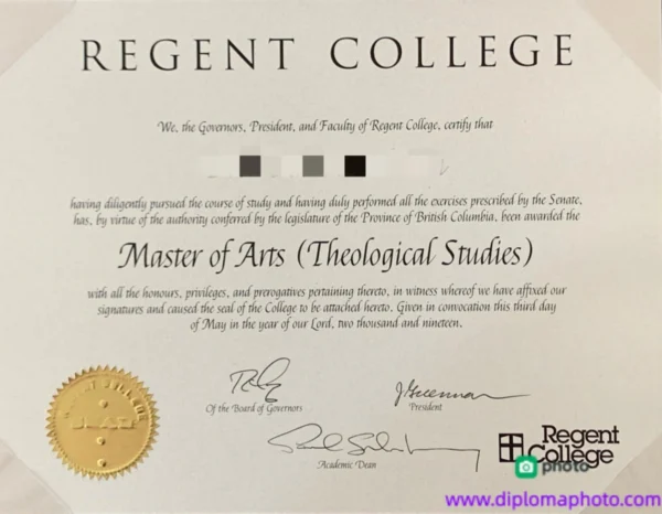 加拿大维真学院毕业证书Regent College照片