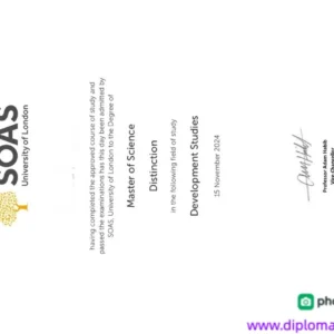 英国伦敦大学亚非学院毕业证书School of Oriental and African Studies照片