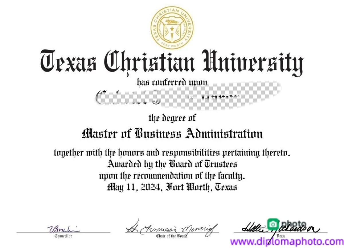 美国德克萨斯基督教大学毕业证书Texas Christian University照片