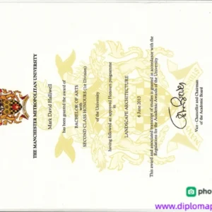 英国曼彻斯特城市大学毕业证书The Manchester Metropolitan University照片