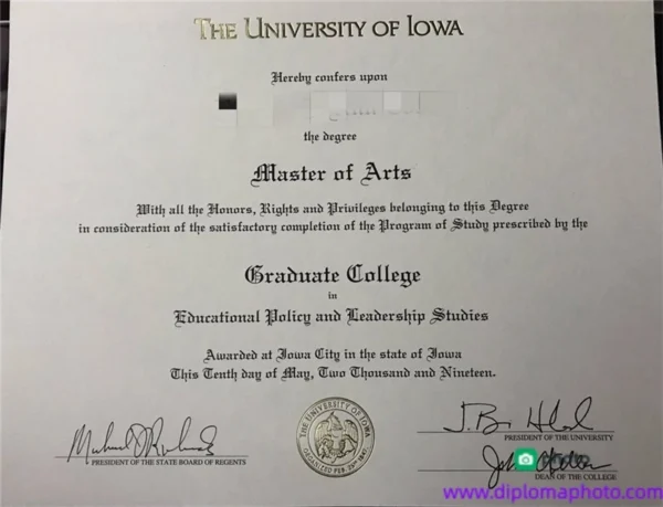 美国爱荷华大学毕业证书The University of Iowa照片