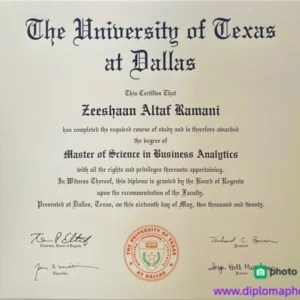 美国德克萨斯大学达拉斯分校毕业证书The University of Texas at Dallas照片
