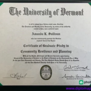 美国佛蒙特大学毕业证书The University of Vermont照片