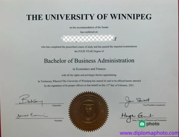 加拿大温尼伯大学毕业证书The University of Winnipeg照片