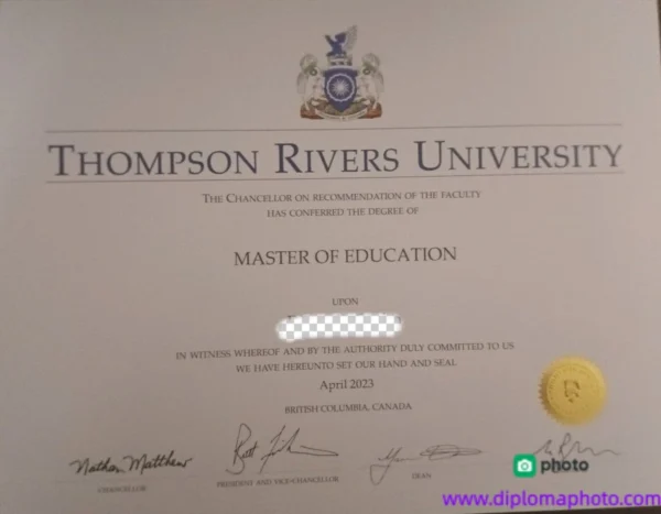 加拿大汤普森河大学毕业证书Thompson Rivers University照片
