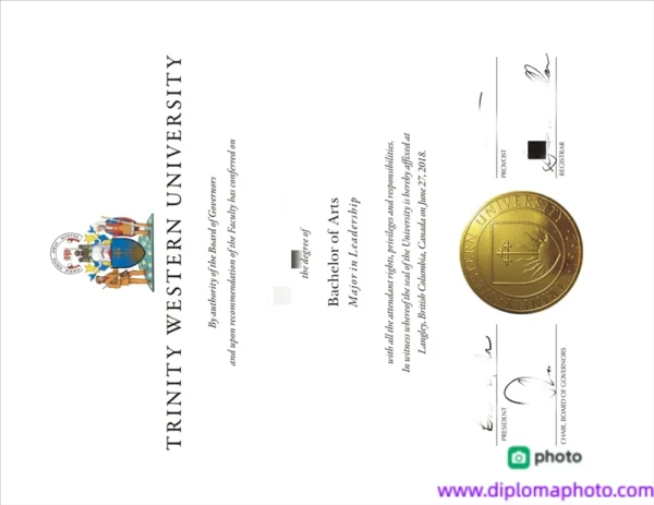 加拿大西三一大学毕业证书Trinity Western University照片