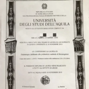意大利拉奎拉大学毕业证书Università degli Studi dell'AQUILA照片