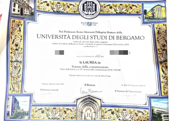 意大利贝加莫大学毕业证书Università degli Studi di BERGAMO照片