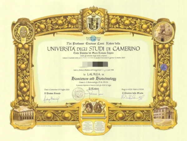 意大利卡梅里诺大学毕业证书Università degli Studi di CAMERINO照片