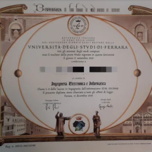 意大利费拉拉大学毕业证书Università degli Studi di FERRARA照片