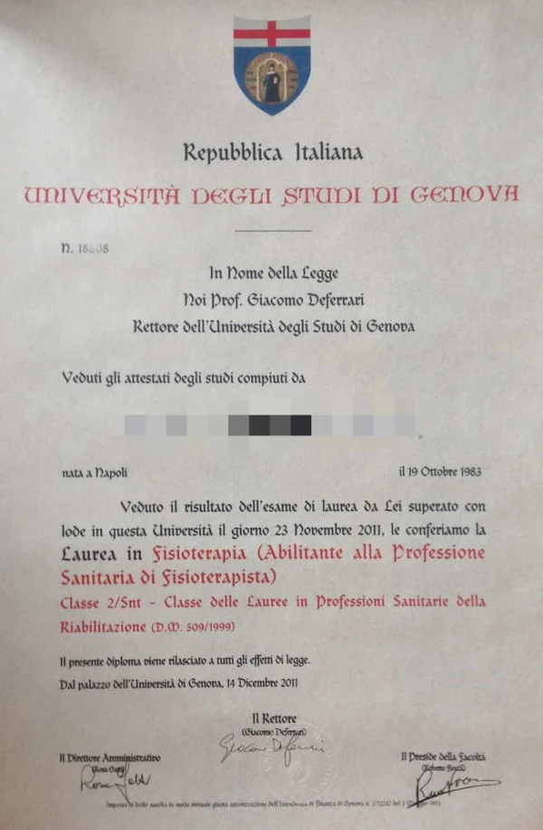 意大利热那亚大学毕业证书Università degli Studi di GENOVA照片