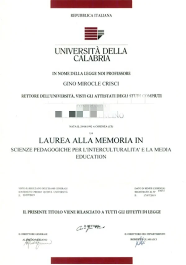 意大利卡拉布里亚大学毕业证书Università della CALABRIA照片