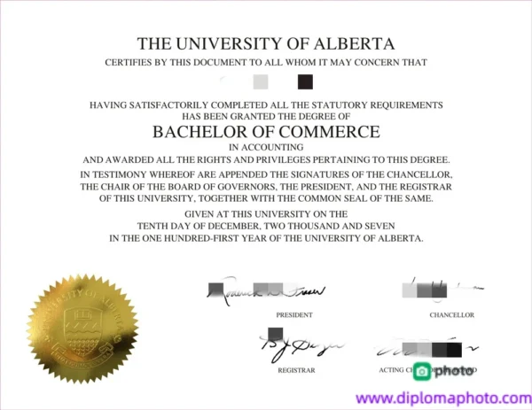 加拿大阿尔伯塔大学毕业证书University of Alberta照片