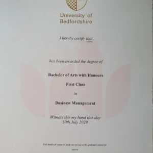 英国贝德福德郡大学毕业证书University of Bedfordshire照片