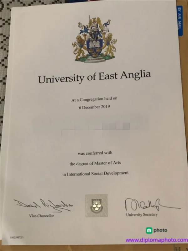 英国东英吉利大学毕业证书University of East Anglia照片