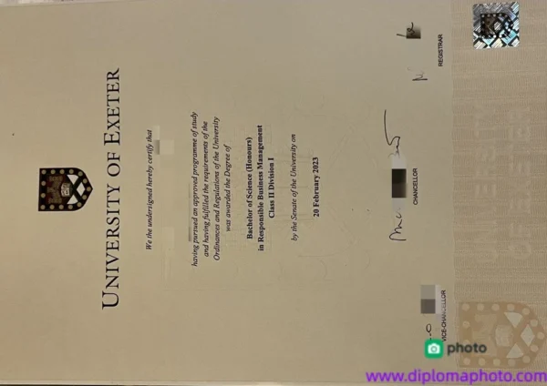 英国埃克塞特大学毕业证书University of Exeter照片