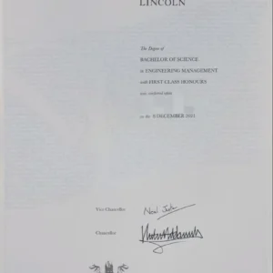 英国林肯大学毕业证书University of Lincoln照片