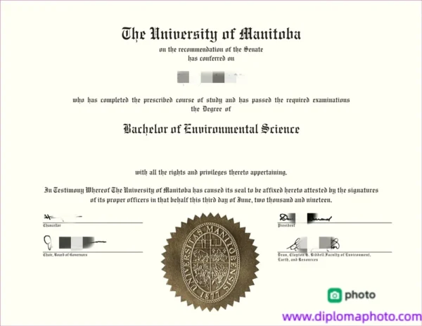 加拿大曼尼托巴大学毕业证书University of Manitoba照片