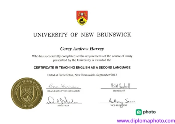 加拿大新布伦瑞克大学毕业证书University of New Brunswick照片