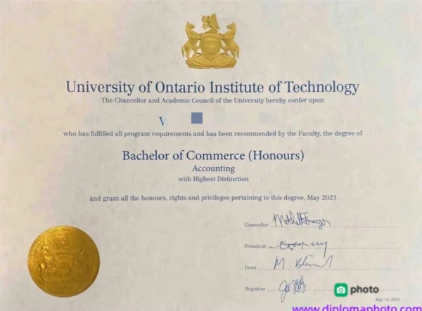 加拿大安省理工大学毕业证书University of Ontario Institute of Technology照片