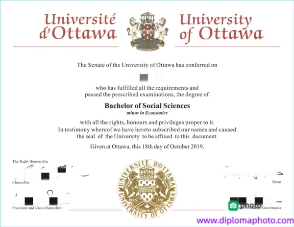 加拿大渥太华大学毕业证书University of Ottawa照片