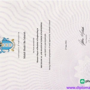 英国朴茨茅斯大学毕业证书University of Portsmouth照片