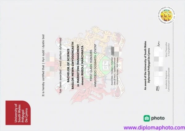 英国南威尔士大学毕业证书University of South Wales照片