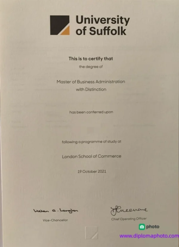 英国萨福克大学毕业证书University of Suffolk照片