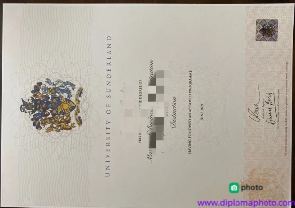 英国桑德兰大学毕业证书University of Sunderland照片