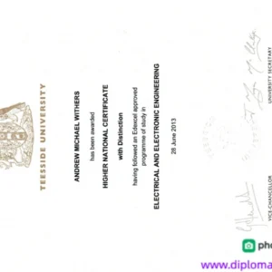 英国提赛德大学毕业证书University of Teesside照片