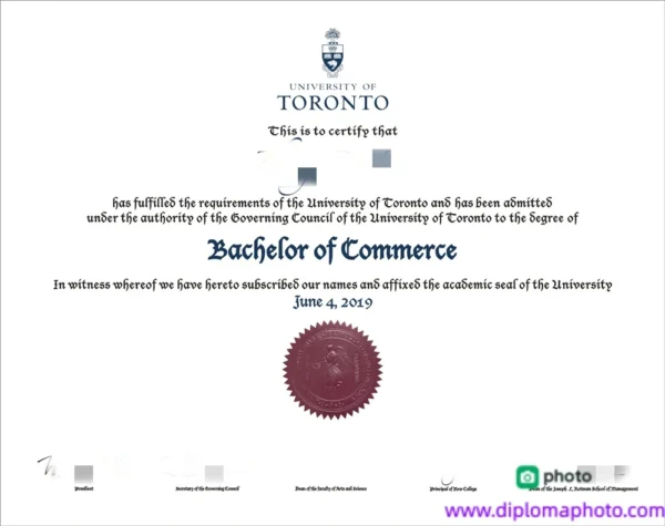 加拿大多伦多大学毕业证书University of Toronto照片
