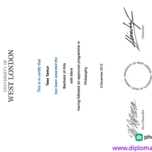 英国西伦敦大学毕业证书University of West London照片