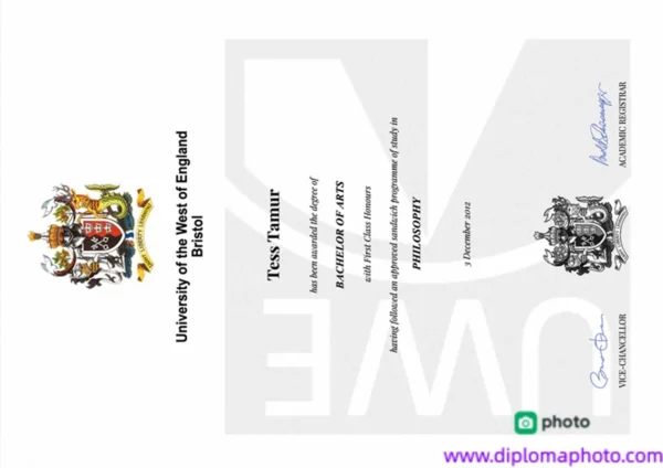 英国西英格兰大学毕业证书University of the West of England照片