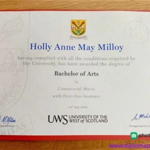 英国西苏格兰大学毕业证书University of the West of Scotland照片