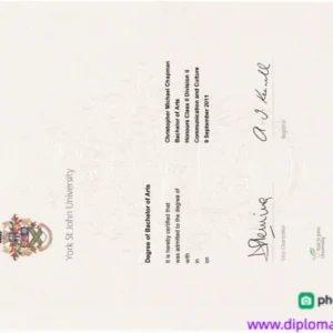 英国约克圣约翰大学毕业证书York St John University照片