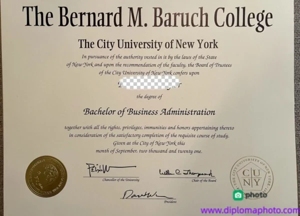 美国纽约市立大学巴鲁克学院毕业证书Baruch College of the City University of New York照片