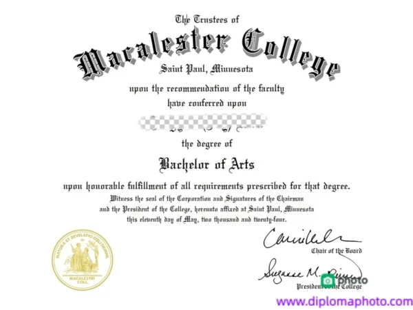 美国麦卡莱斯特学院毕业证书Macalester College照片